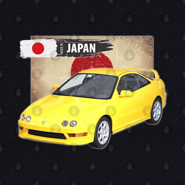 Yellow Acura Integra 1999 02 by Stickers Cars